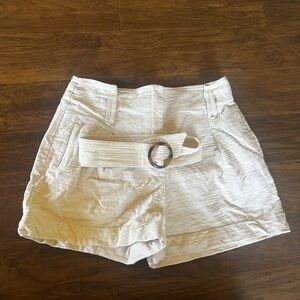 Sezane Cream Textured Rome Shorts